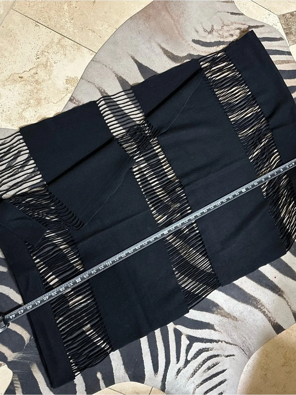 TYED THRU TYME Black Wool Pashmina Shawl Wrap🌸